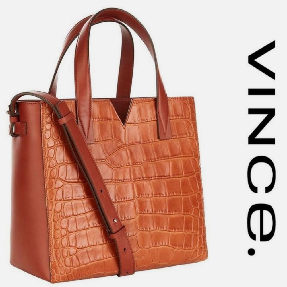 Vince Embossed Leather Top Handle Bag